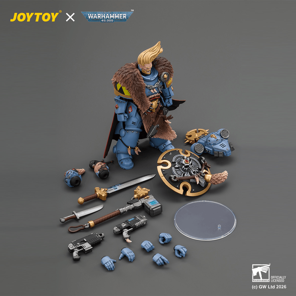 JOYTOY Warhammer 40K Space Wolves Wolf Guard Battle Leader with Master-crafted Power Weapon, Storm Shield, Thunder Hammer, Master-crafted Heavy Bolt Pistol & Plasma Pistol
