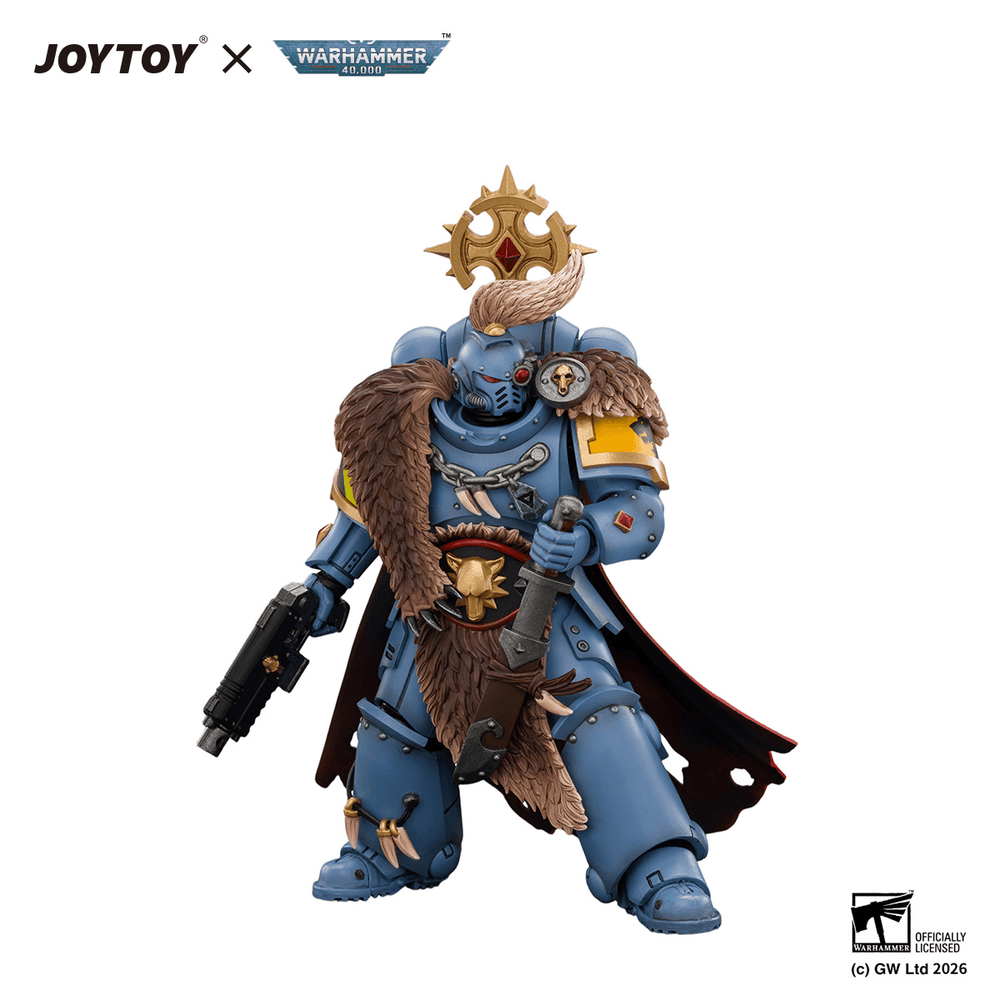 JOYTOY Warhammer 40K Space Wolves Wolf Guard Battle Leader with Master-crafted Power Weapon, Storm Shield, Thunder Hammer, Master-crafted Heavy Bolt Pistol & Plasma Pistol